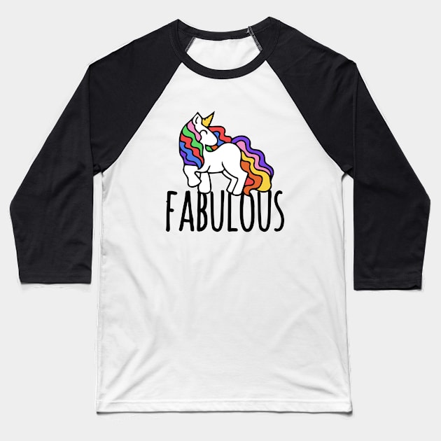 Fabulous Unicorn Baseball T-Shirt by bubbsnugg